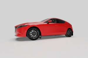 Mazda 3 Hatchback Mud Flaps - Rally Armor - UR Red with White Logo - Red - `19-`25